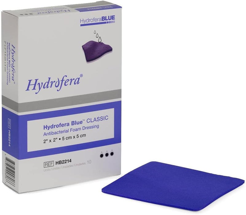 Hydrofera Blue Classic Antibacterial Foam Wound Dressing - 2" x 2" (Box of 10)